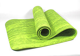 Килимок для йоги та фітнесу PER 8 мм 183 см зелений (стібки в комплекті)