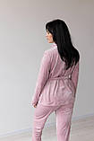 Жіноча велюрова піжама з поясом V. Velika пудра світло рожева, фото 8