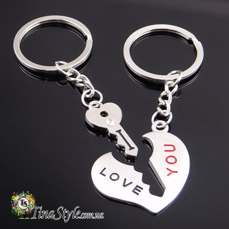 Брелок пара серце і ключик I love you для двох закоханих брелоки брелки, фото 1