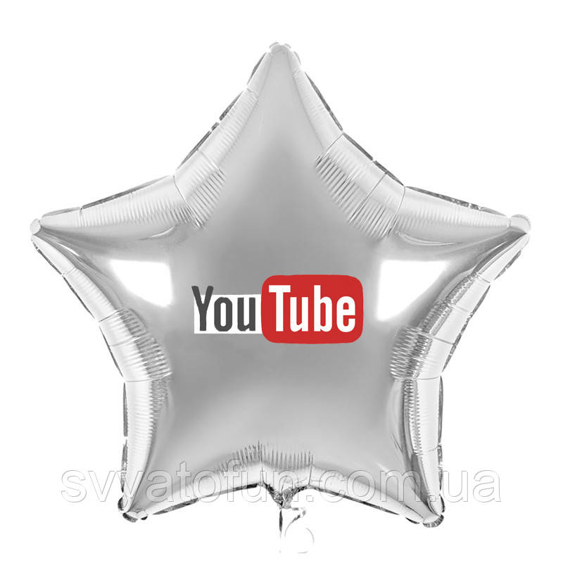 Наклейка на фольгований куля 18" YouTube напис 13*5см