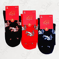 Носки женские демисезонные хлопок Super Socks Love Collection, арт 012/1, высокие, 01246