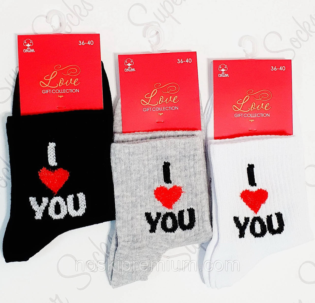 Шкарпетки жіночі демісезонні бавовна Super Socks Love Collection, арт 012, розмір 36-40, середні, 01244