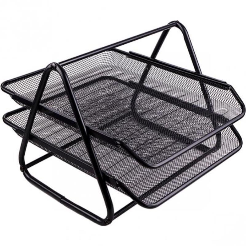 Купить Лоток горизонтальный настольный 2 отделения металл сетка черный ...