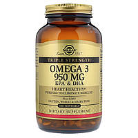 Рыбий Жир, Омега 3 (Omega-3 EPA, DHA), 950 мг, Тройная Сила, Solgar, 100 желатиновых капсул