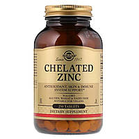 Цинк хелат, Chelated Zinc, Solgar, 250 таблеток