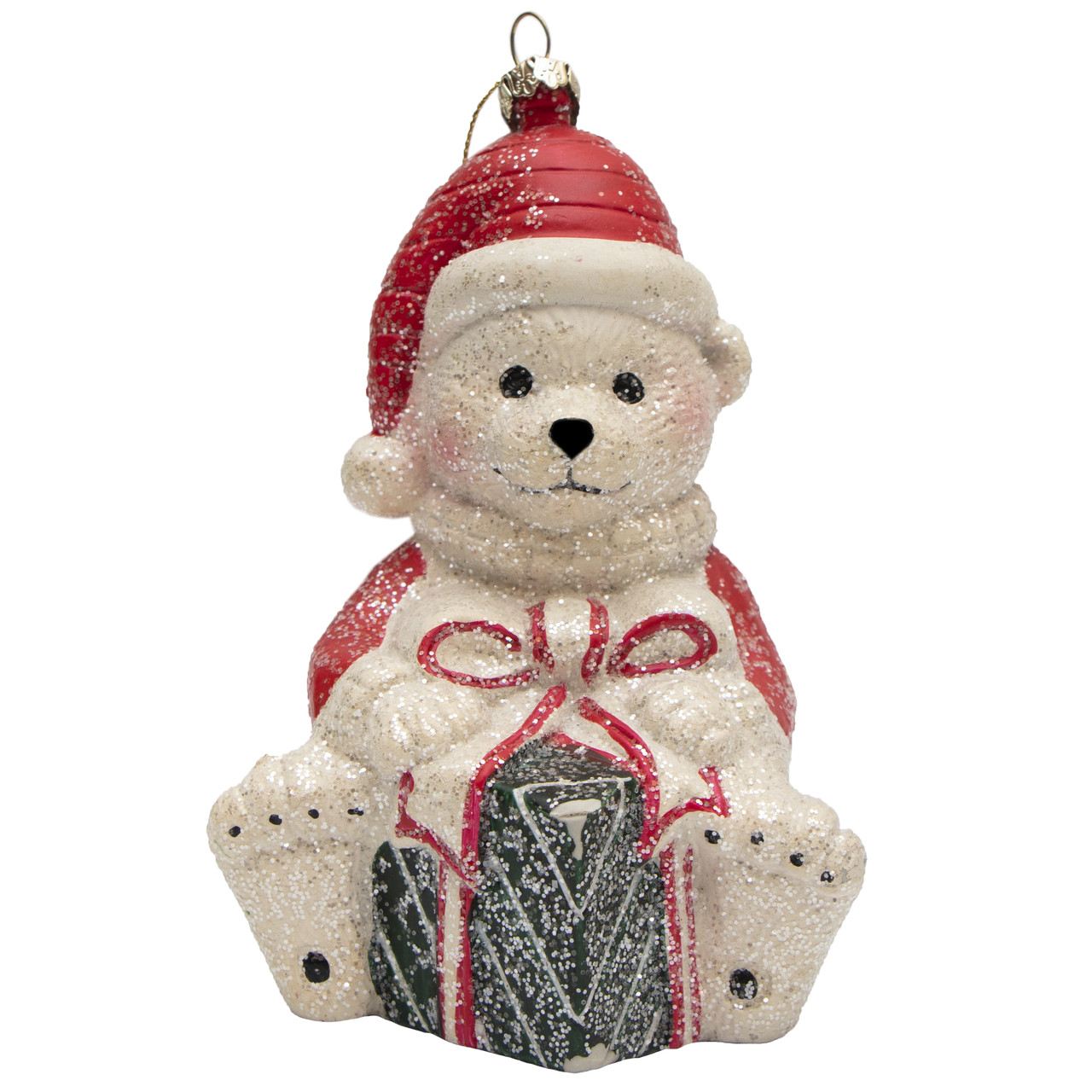 Новорічна ялинкова іграшка - фігурка Ведмідь, 13,5 см, білий, пластик (190125), фото 1