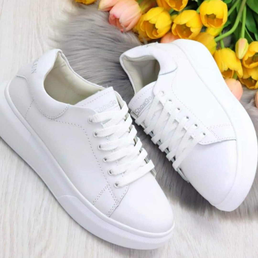 Белые кожаные кроссовки - фото 2 - id-p1345422660