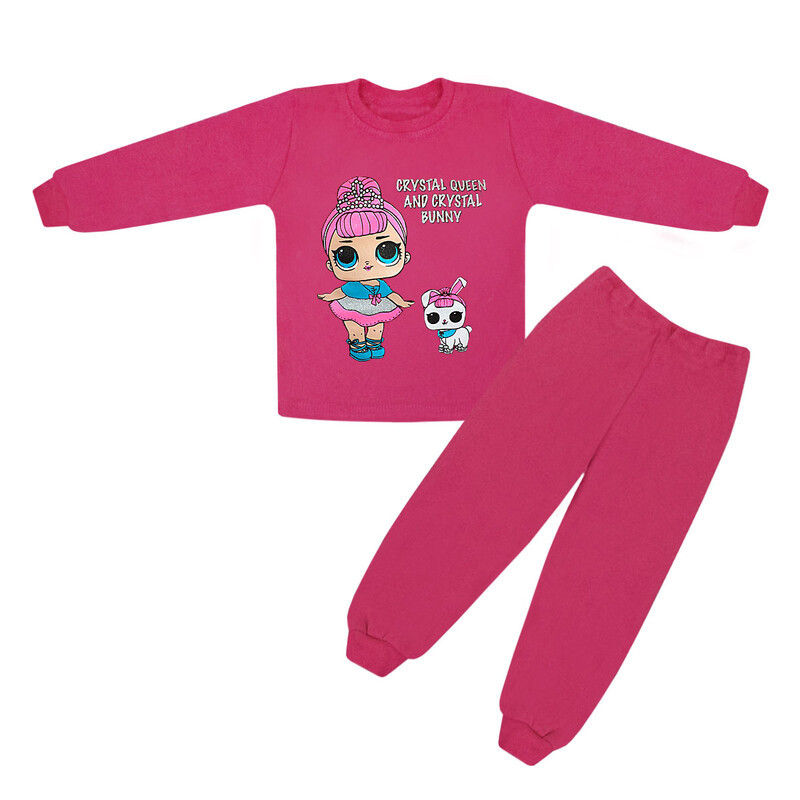 Яскрава дитяча піжама для дівчинки 1-2 роки з принтом ЛОЛ інтерлок-начісування