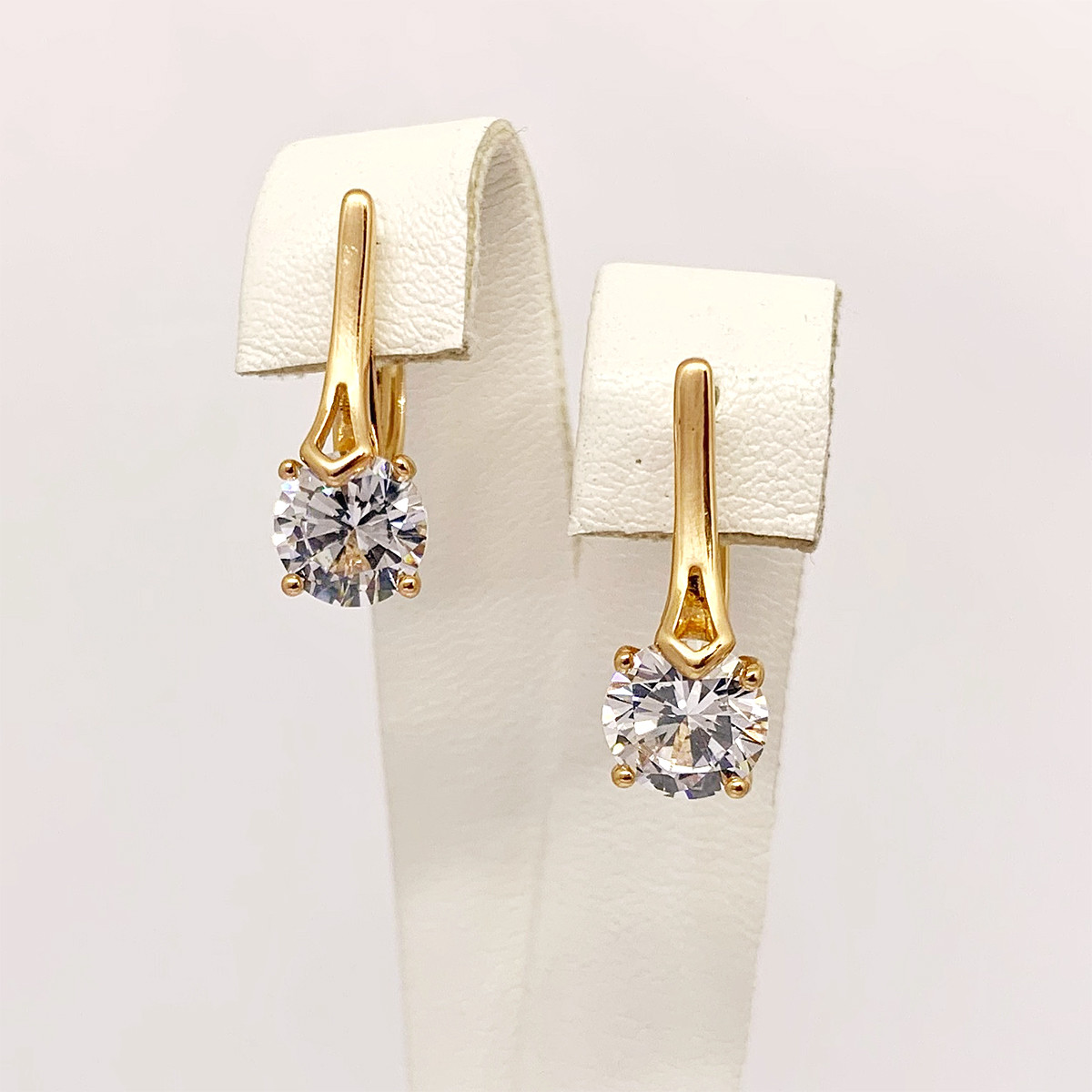 Сережки Xuping з медичного золота, білі фіаніти, позолота 18K, 25086