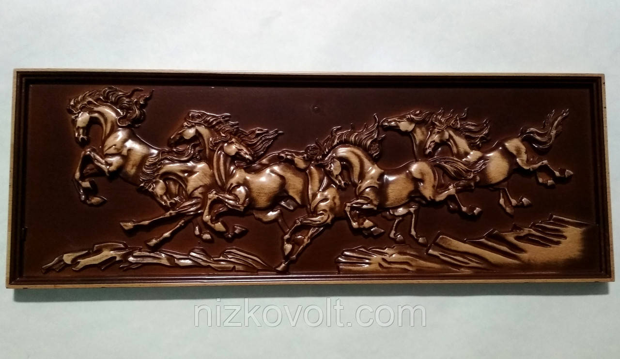 Картина на дереві "Коні" 500х181х18 мм, фото 1