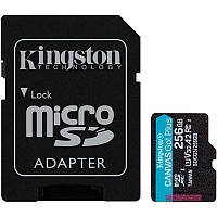 Карта пам'яті Kingston microSDXC 256Gb Canvas Go Plus UHS-1 U3 (R-170 Mb/s, W-90 Mb/s) + Adapter SD