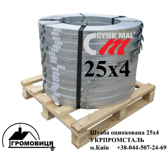 Смуга оцинкована 25х4 CYNK-MAL (бухта 50кг -62,5м)