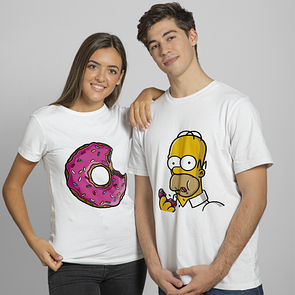 Футболки для закоханих Гомер і Пончик