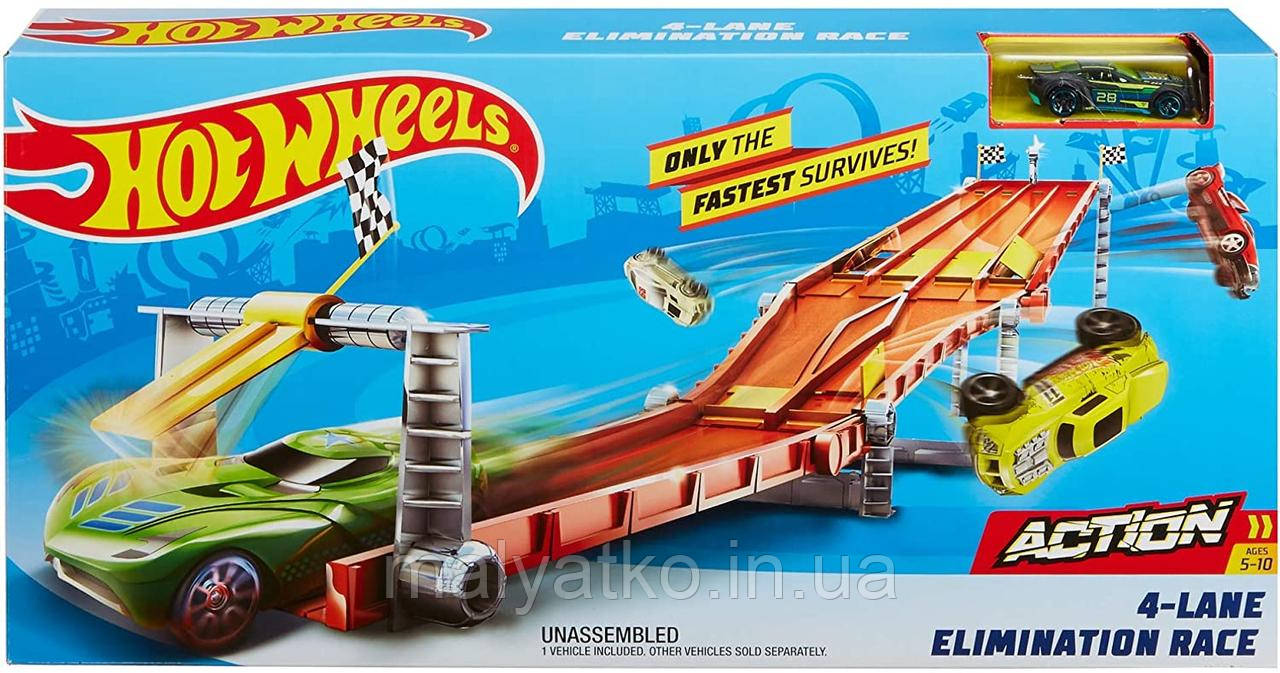 Трек Хот Вілс Гонка на вибування Hot Wheels 4-Lane Elimination Race GDY60, фото 1