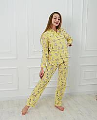 Піжама жіноча з довгим рукавом жовтого кольору