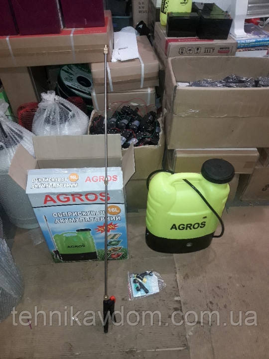 Обприскувач Агрос 16 л з акумулятором 12 V з латунною форсункою, фото 1
