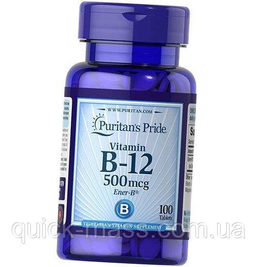 Вітамін B12 Puritan`s Pride Vitamin B-12 500 mcg 100 tab, фото 1