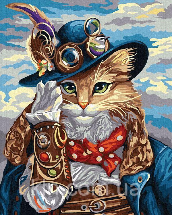 Алмазна вишивка на підрамнику 50 х 40 см Капітан кот (арт. TN974), фото 1