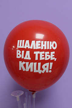 Повітряна кулька 12 дюймів з написом шаленію від тебе киця 1шт