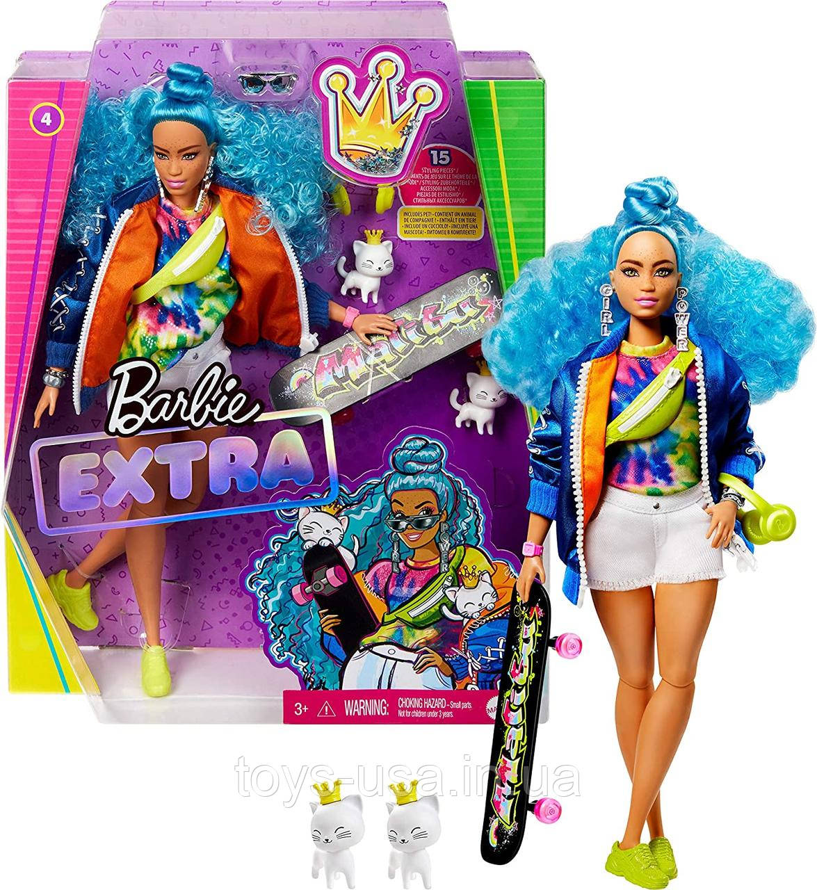 Барбі Екстра Модниця зі скейтбордом Barbie Extra Fashionista, фото 1