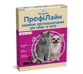 Нашийник антіблошіний для собак і кішок фуксія 35см, Профілайн Природа