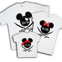 Набор футболок для пиратской вечеринки "микки пираты контур" Family look
