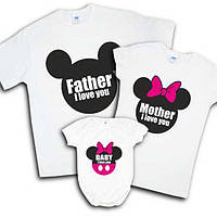 Комплект футболок для молодой семьи "father mother baby" Family look