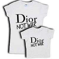 Парные футболки для девочки и ее мамы "dior not war" Family look
