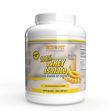 Купити протеїн - Ізолят сироваткового протеїну - SciFit 100% Whey Isolate 2272 g Banana