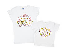 Набор футболок мама и дочка "best mom, best kid узор" (цвета в ассортименте) Family look