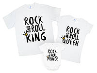 Набор футболок family look с принтами "rock and roll king, queen" Family look