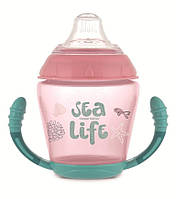 Кружка непроливайка з м'яким силіконовим носиком 230 мл Sea Life - рожева Canpol babies 56/501_pin