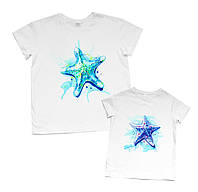 Набор футболок boyfriend с рисунком "морские звёзды" мама и дочка Family look