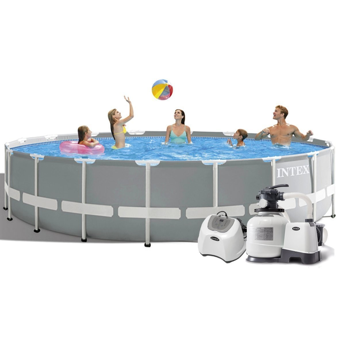 Каркасный бассейн Intex 26732 - 11, 549 x 122 см 5 г/ч, 6 000 л/ч, лестница, тент, подстилка, набор для ухода