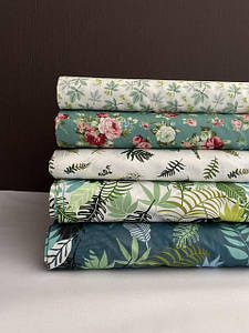 Сатин з рослинним узором і фруктами