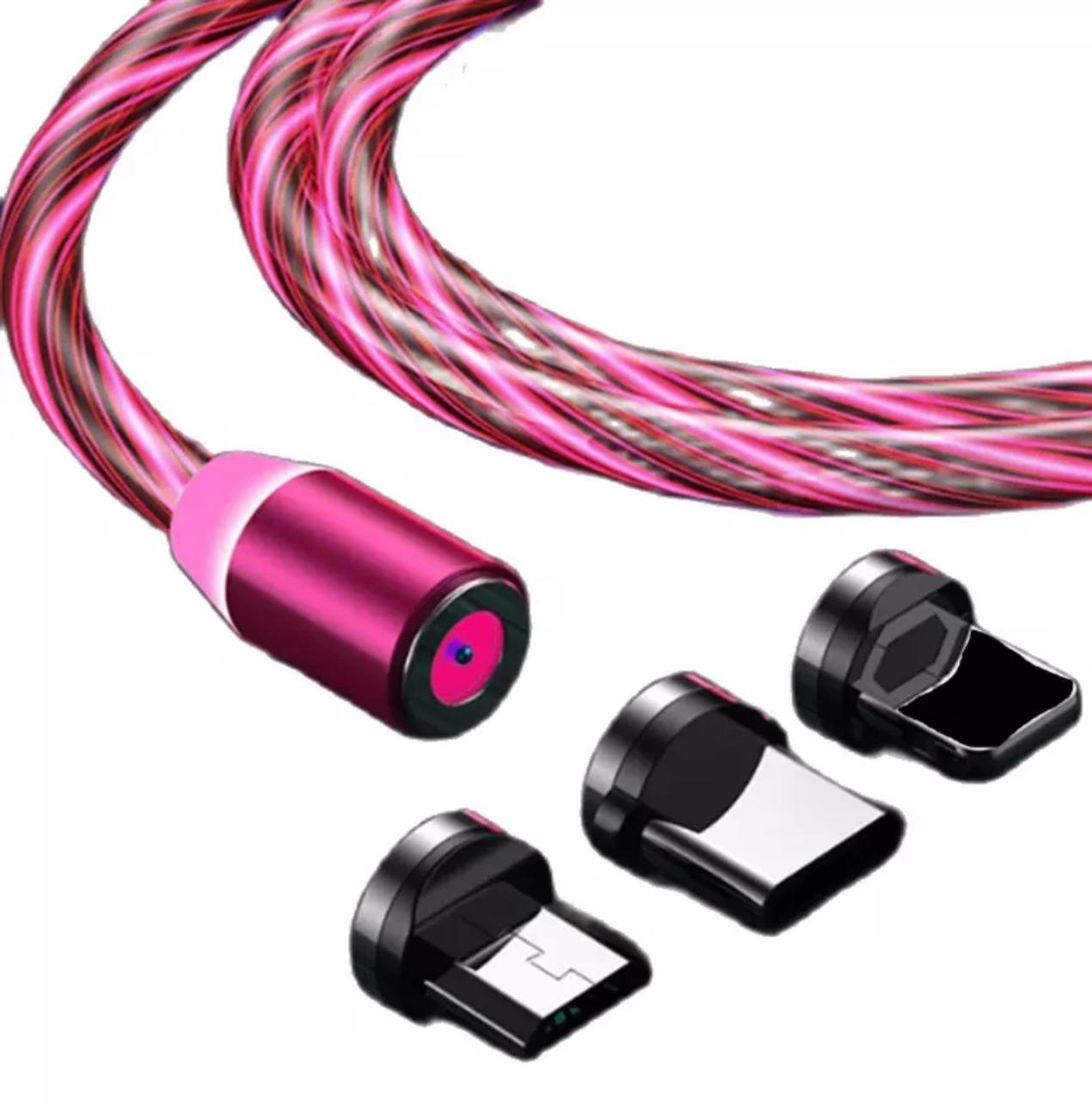 Магнитный Кабель Micro USB Светящийся (LED) Круглый 360 Красный ...
