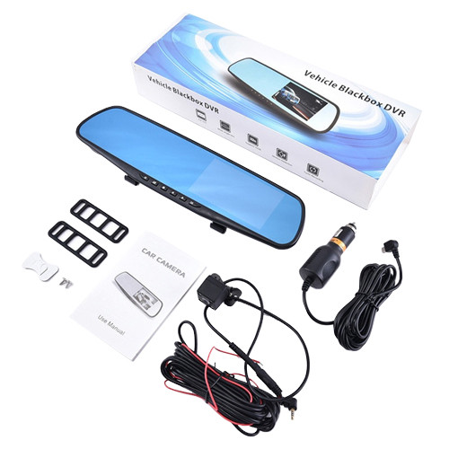 Автомобильний видеорегистратор-зеркало DVR L9002 с двумя камерами, 4.3, фото 1