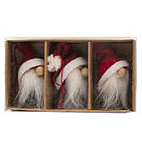 Набір ялинкових іграшок Дід Мороз, 3 шт, 7 см, білий, червоний, дерево, новорічна фігурка (480197), фото 2