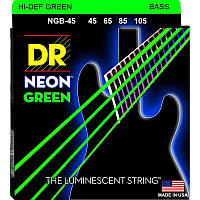 Струны для бас-гитары DR NGB-45 Hi-Def Neon Green K3 Coated Medium Bass Guitar 4 Strings 45/105