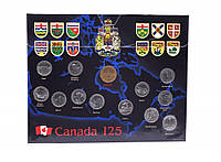 Канада набор из 13 монет 1992 «125 лет Канаде» UNC 25 центов, 1 доллар в блистере