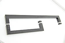 Ручка для скляних дверей, три отвори в склі (Н 54 БЛ) Чорного кольору, фото 2