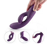 Подвійний вібратор кролик, клиторально вагінальний стимулятор, інтимні іграшки багатофункціональні, фото 3