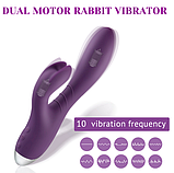 Подвійний вібратор кролик, клиторально вагінальний стимулятор, інтимні іграшки багатофункціональні, фото 2