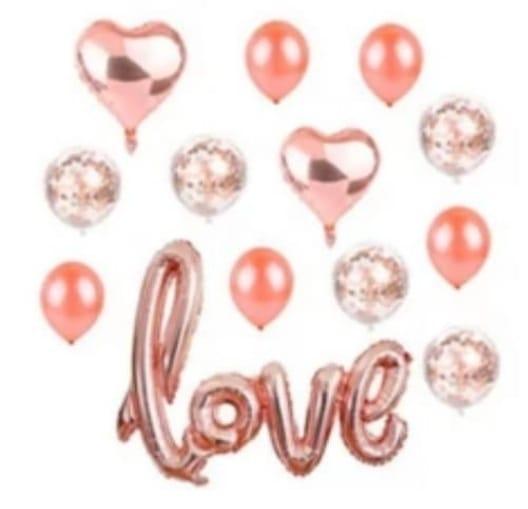 Набір кульок з написом LOVE Рожеве золото | День святого Валентина