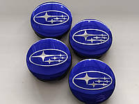 Колпачки заглушки в литые диски Subaru 57/53/9 мм. Синие