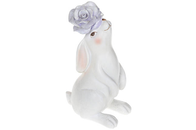 Декоративна статуетка Кролик з квіткою 21.5 см (831-828), фото 2
