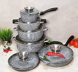 Набір посуду з гранітним покриттям Edenberg EB-8040 14 предметів Набір каструль казанів для індукційних плит