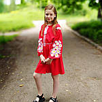 Дитяче вишите плаття "Сара" на червоному льоні, фото 3