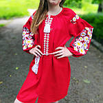 Дитяче вишите плаття "Сара" на червоному льоні, фото 5