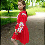 Дитяче вишите плаття "Сара" на червоному льоні, фото 7
